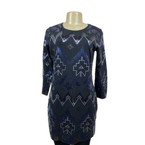 Express Women’s Black and Blue Sequined Dress Sz M